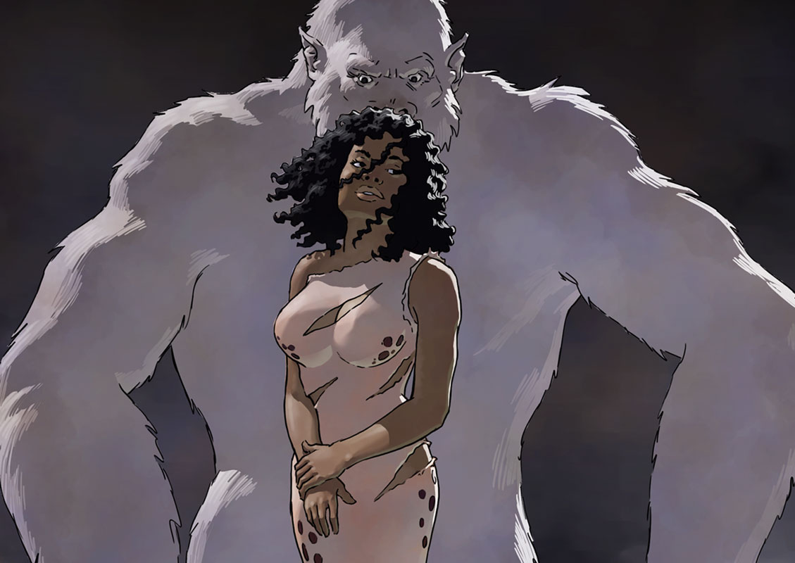 Pru and white ape from The Heart of the Hollow World #19 "Breach"