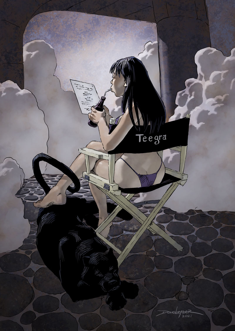 Teegra reading a script